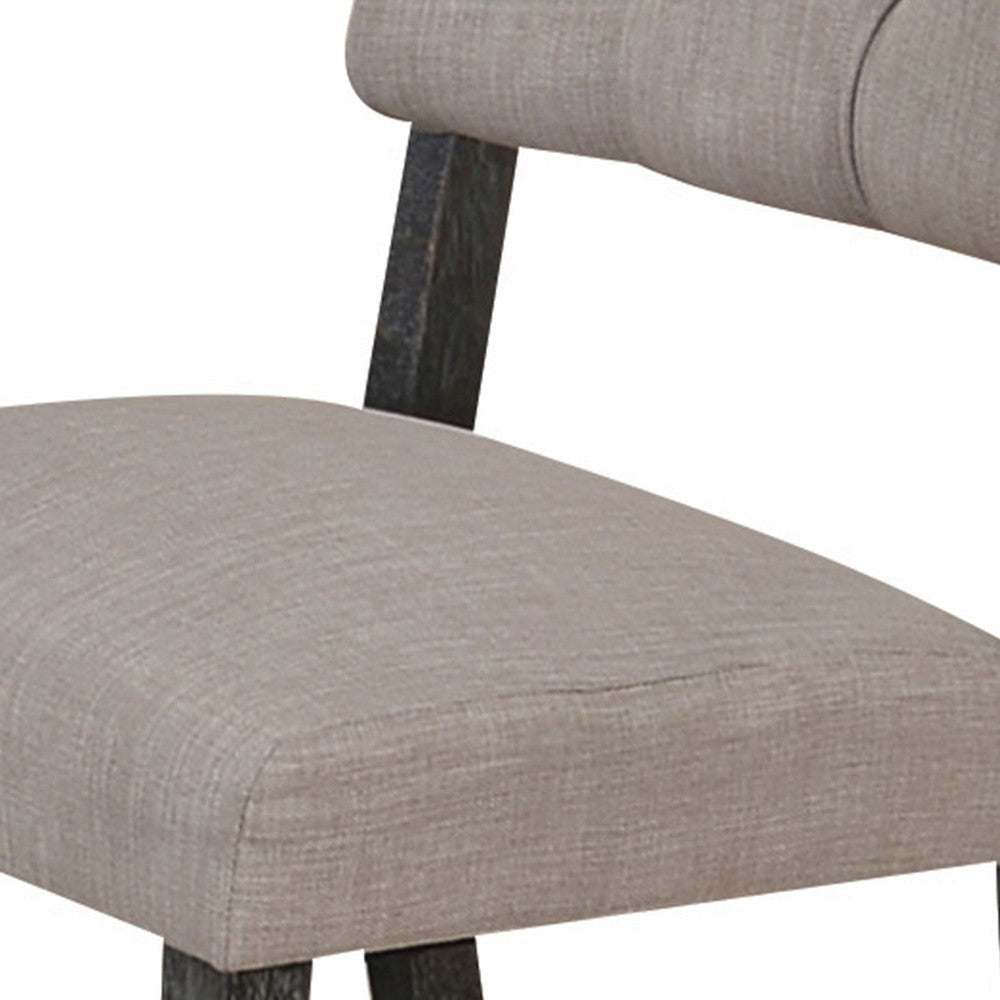 Wooden Side chair with Tufted Back Set of 2 Brown and Gray BM204535