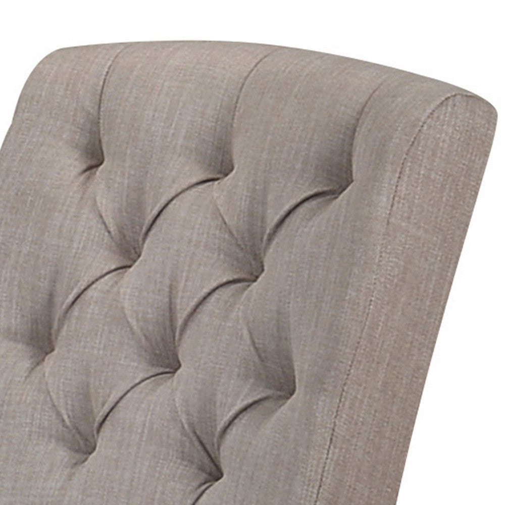 Wooden Side chair with Tufted Back Set of 2 Brown and Gray BM204535