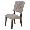 Wooden Side chair with Tufted Back, Set of 2, Brown and Gray