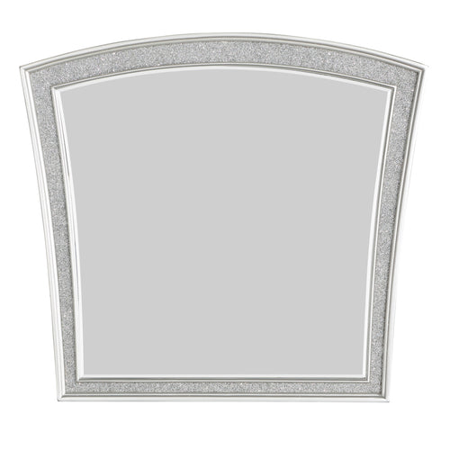 Modern Style Wooden Decorative Mirror with Rhinestone Inlays, Silver
