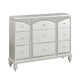 Modern Style 9 Drawer Wooden Dresser with Rhinestone Inlays, Silver