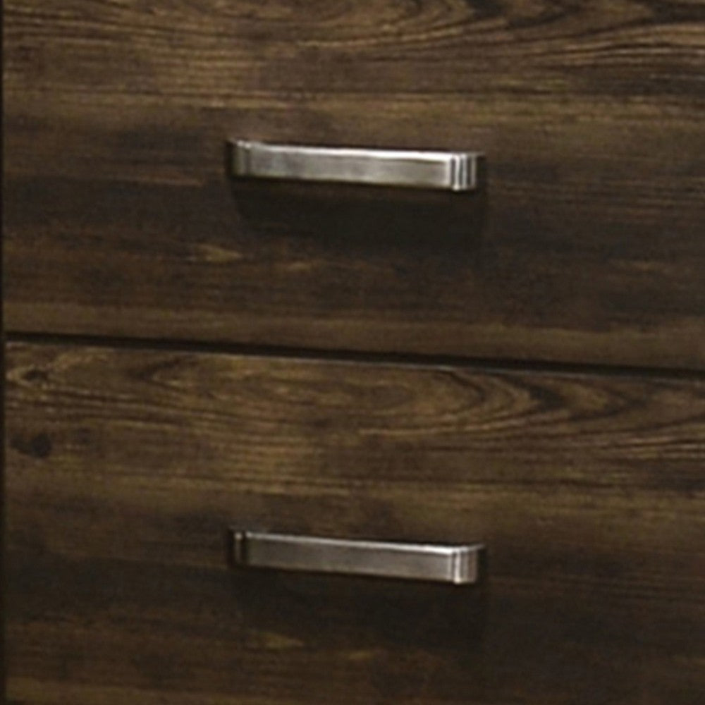 Transitional Style 2 Drawer Wooden Nightstand with Plinth Base Brown BM204557