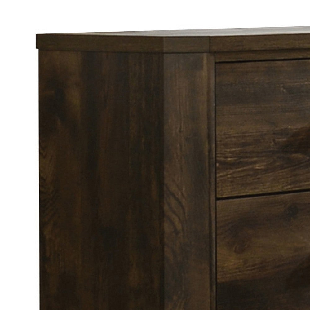 Transitional Style 6 Drawer Wooden Dresser with Plinth Base Brown By Casagear Home BM204559