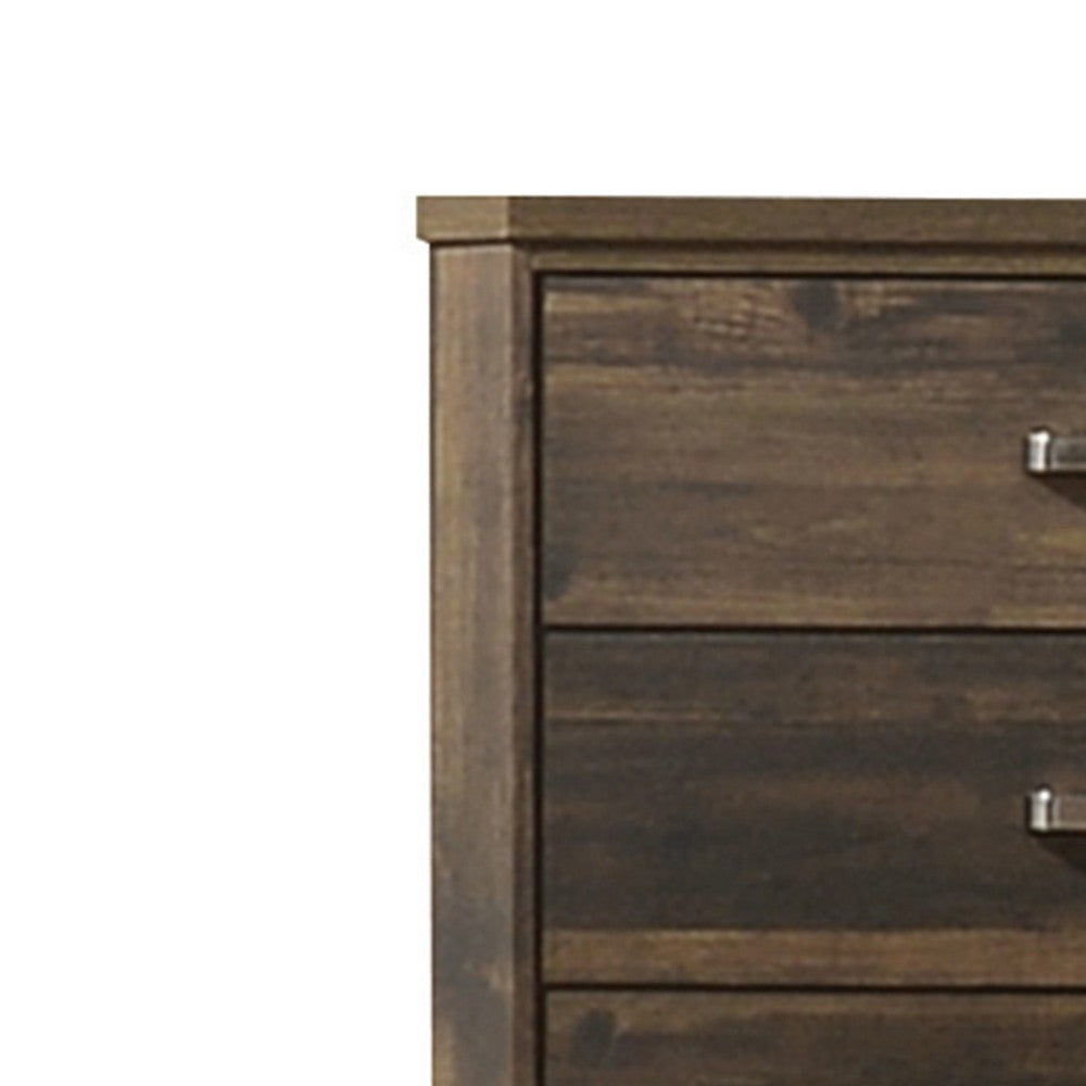 Transitional Style 5 Drawer Wooden Chest with Plinth Base Brown BM204560
