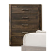 Transitional Style 5 Drawer Wooden Chest with Plinth Base, Brown