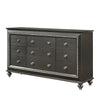 Contemporary Style 9 Drawer Wooden Dresser with Turned Legs, Gray By Casagear Home