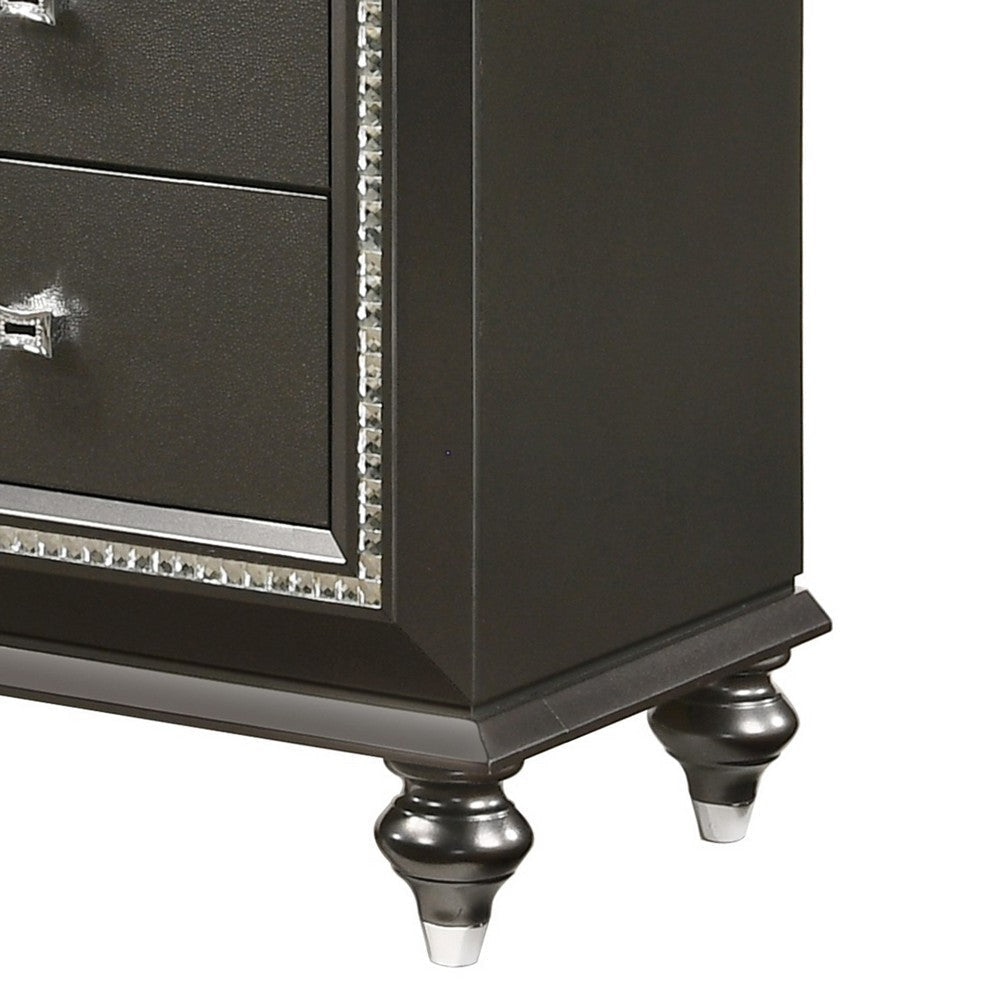 Contemporary Style 9 Drawer Wooden Dresser with Turned Legs Gray By Casagear Home BM204569