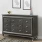 Contemporary Style 9 Drawer Wooden Dresser with Turned Legs Gray By Casagear Home BM204569