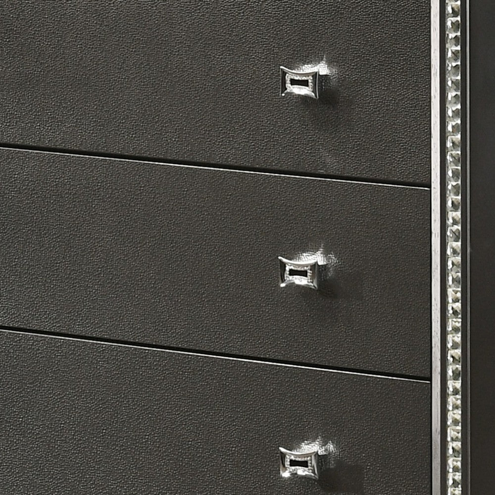 Contemporary Style 5 Drawer Wooden Chest with Turned Legs Gray BM204570