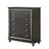 Contemporary Style 5 Drawer Wooden Chest with Turned Legs, Gray
