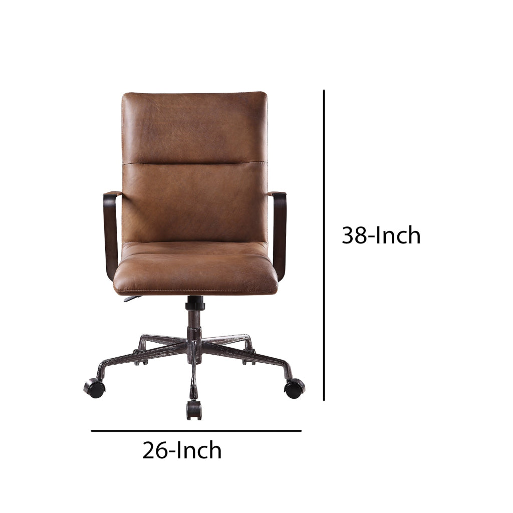 5 Star Base Faux Leather Upholstered Wooden Office Chair Brown - BM204585 By Casagear Home BM204585