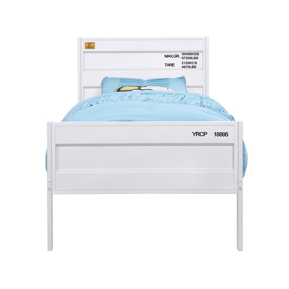 Industrial Style Metal Twin Size Bed with Straight Leg Support White