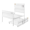 Industrial Style Metal Full Size Bed with Straight Leg Support White