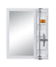 Industrial Style Metal Vanity Mirror with Recessed Door Storage, White