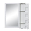 Industrial Style Metal Vanity Mirror with Recessed Door Storage White