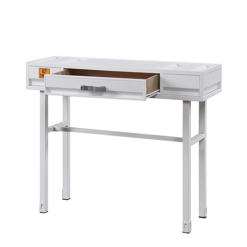 Industrial Style Metal and Wood 1 Drawer Vanity Desk White
