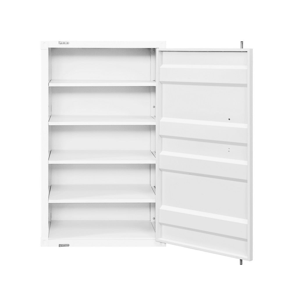 Industrial Style Metal Chest with Recessed Door Front White BM204609