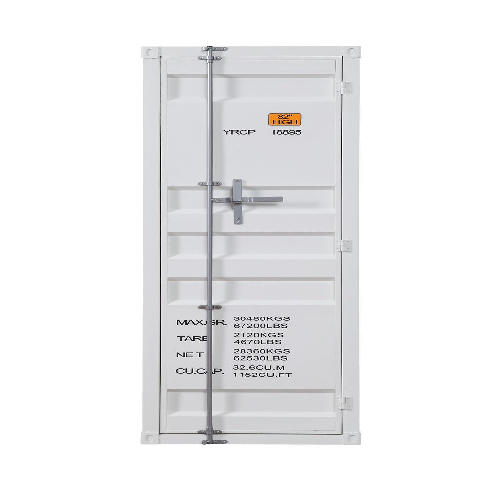 Industrial Style Metal Wardrobe with Recessed Door Front White BM204610