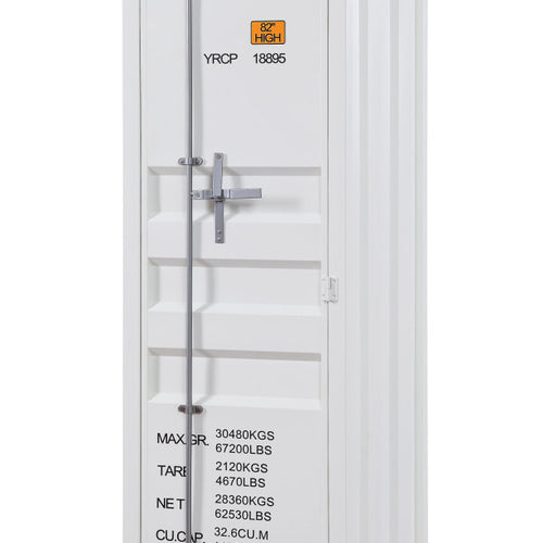 Industrial Style Metal Wardrobe with Recessed Door Front, White