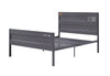 Industrial Style Metal Full Size Bed with Straight Leg Support, Gray