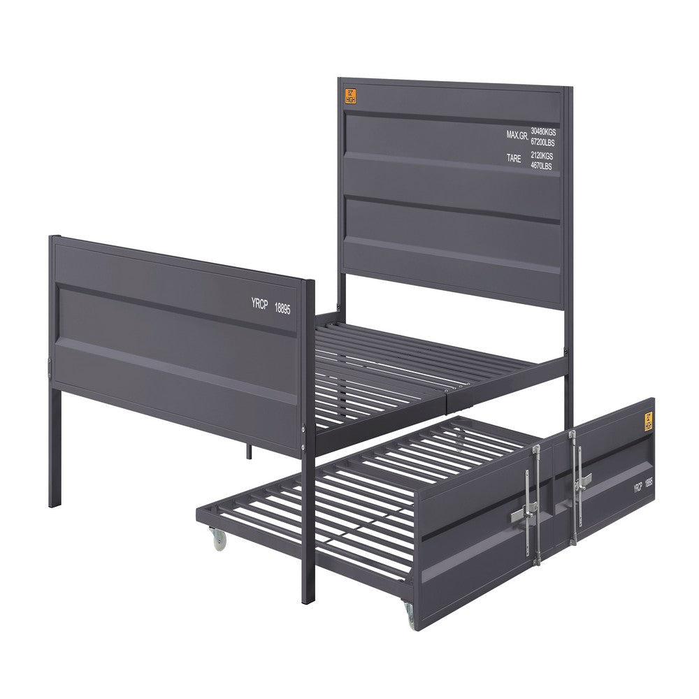 Industrial Style Metal Full Size Bed with Straight Leg Support Gray