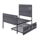 Industrial Style Metal Full Size Bed with Straight Leg Support Gray