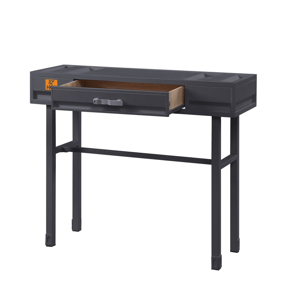 Industrial Style Metal and Wood 1 Drawer Vanity Desk Gray