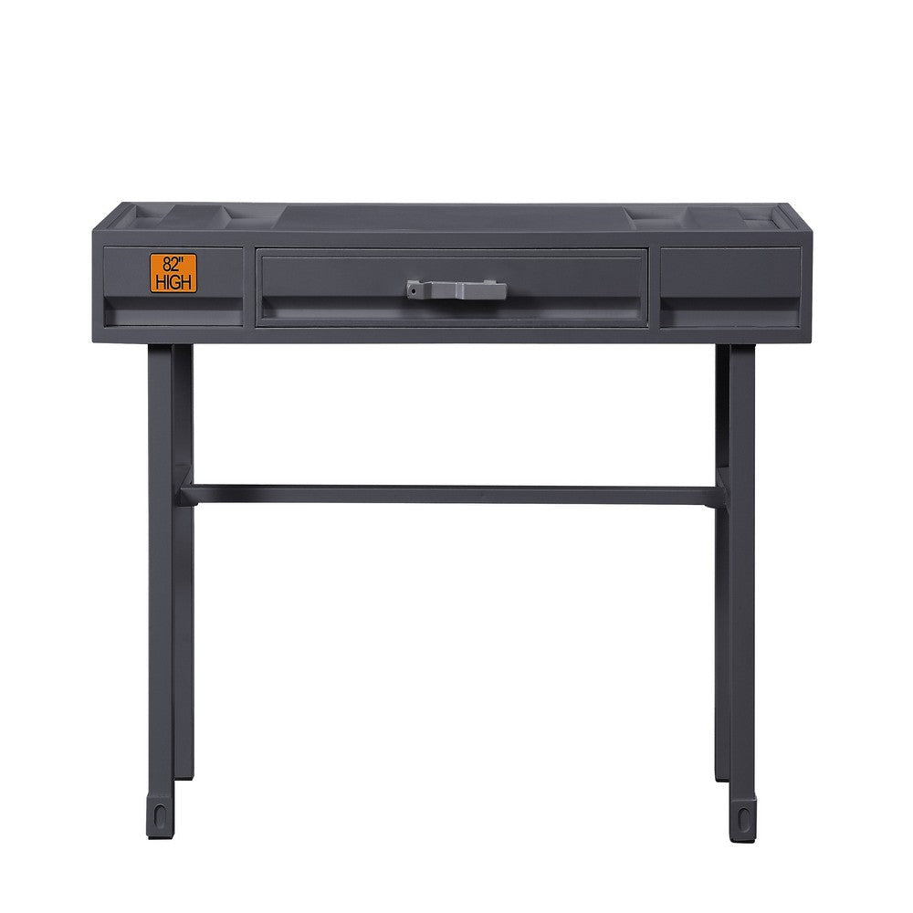 Industrial Style Metal and Wood 1 Drawer Vanity Desk Gray