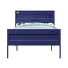 Industrial Style Metal Full Size Bed with Straight Leg Support Blue