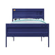 Industrial Style Metal Full Size Bed with Straight Leg Support Blue