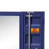Industrial Style Metal Vanity Mirror with Recessed Door Front Blue