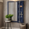 Industrial Style Metal Vanity Mirror with Recessed Door Front, Blue