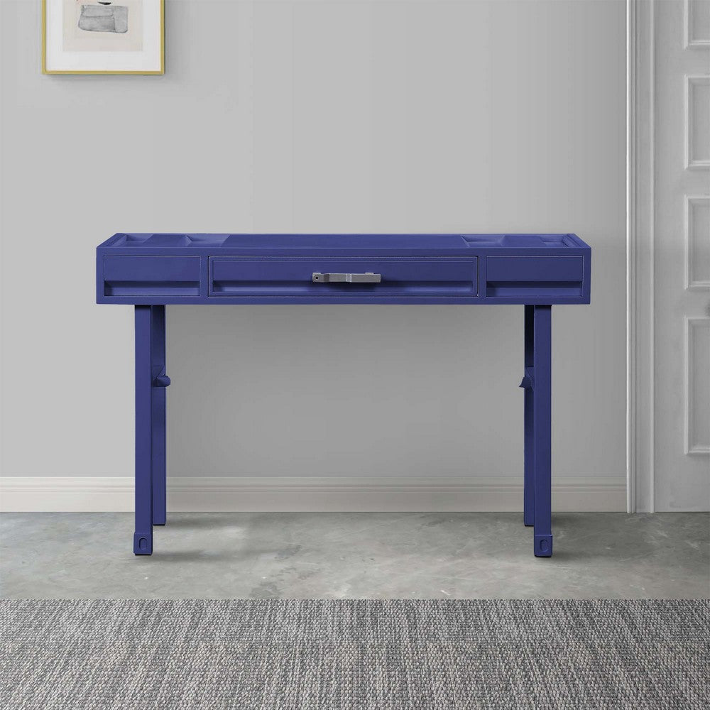 Vanity Desk | Industrial Style | 1 Drawer | Metal & Wood | Blue