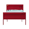 Industrial Style Metal Full Size Bed with Straight Leg Support Red