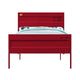 Industrial Style Metal Full Size Bed with Straight Leg Support Red