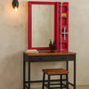 Vanity Mirror | Industrial Style | Metal | Recessed Storage | Red