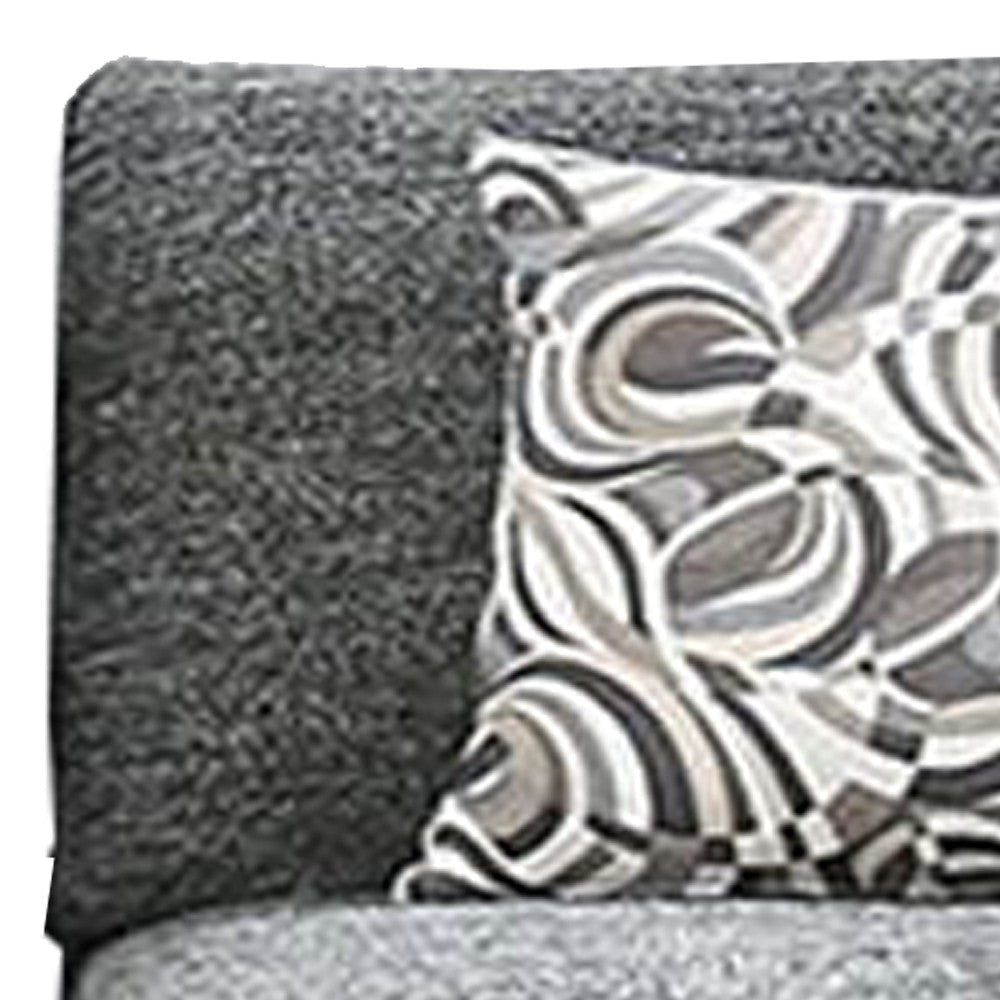 Chenille Fabric Upholstered Armless Chair with Pillow Dark Gray BM204648