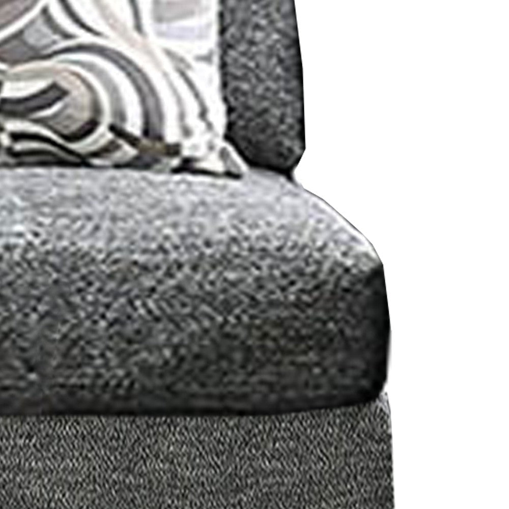 Chenille Fabric Upholstered Armless Chair with Pillow Dark Gray BM204648