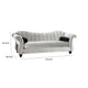 99 Inch Modern Sofa Scalloped Back Chenille Channel Tufted Silver By Casagear Home BM204649