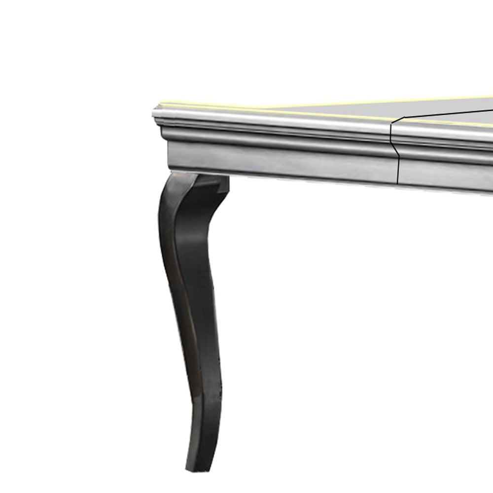 Wood and Mirror Dining Table with Extendable Leaf Gray and Silver BM204655