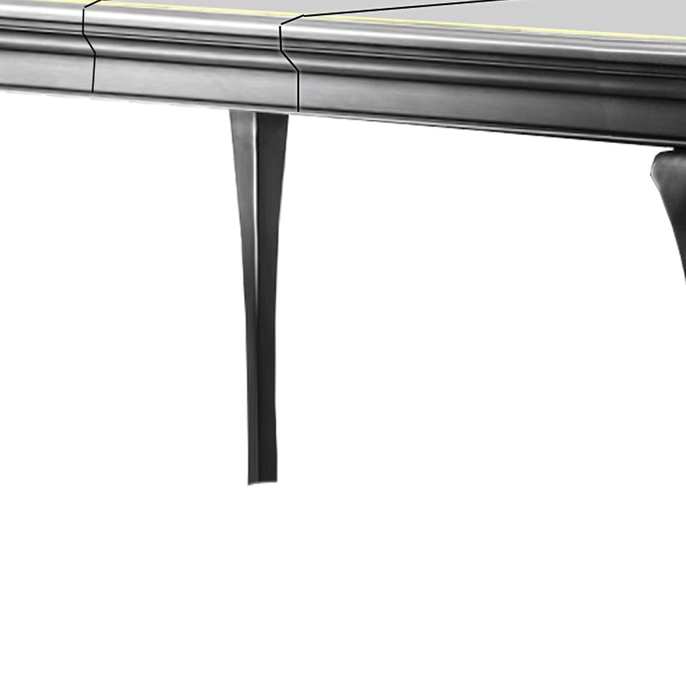 Wood and Mirror Dining Table with Extendable Leaf Gray and Silver BM204655