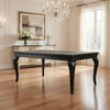 Wood and Mirror Dining Table with Extendable Leaf, Gray and Silver