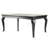 Wood and Mirror Dining Table with Extendable Leaf, Gray and Silver