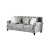 Fabric Upholstered Wooden Sofa with Nailhead Trims, Gray