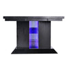 Wooden Dining Table with Pedestal Base Legs and LED Light, Black