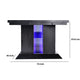Wooden Dining Table with Pedestal Base Legs and LED Light, Black
