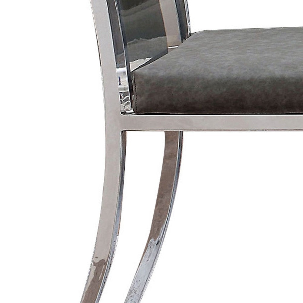 Metal Dining Side Chair with Acrylic Backing Set of 2,Gray and Silver BM204885