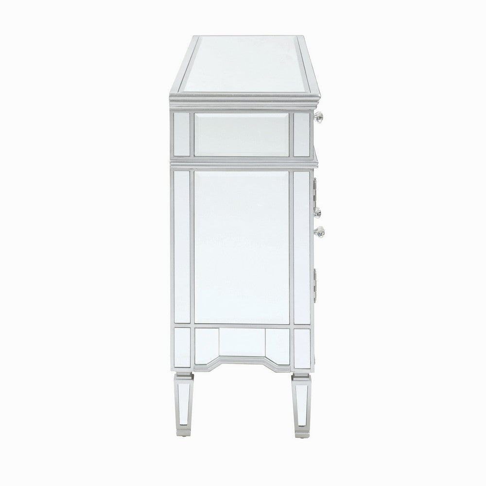 Wooden Accent Cabinet with 5 Drawers and Mirror Panel Inserts Clear BM204890