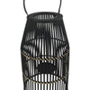 Decorative Drum Shaped Open Cage Bamboo Lantern Large Black By Casagear Home BM205185