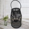 Decorative Drum Shaped Open Cage Bamboo Lantern Large Black By Casagear Home BM205185